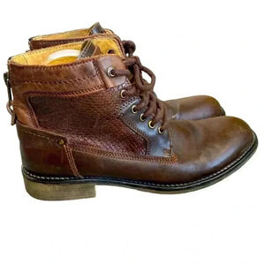 Steve Madden P-Quays Brown Leather Lizard Embossed Chukka Boots size 8.5